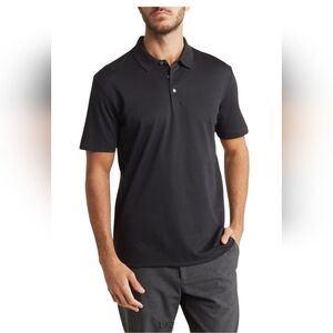Theory Button Front Cotton Polo Black Size Medium